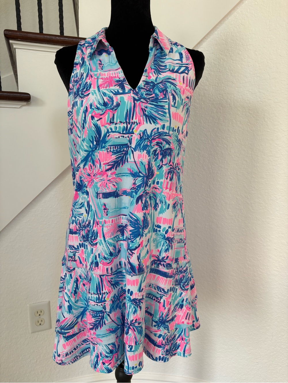 Lilly Pulitzer- Tropical Print Sleeveless One-Piece - Pink, Blue & Aqua